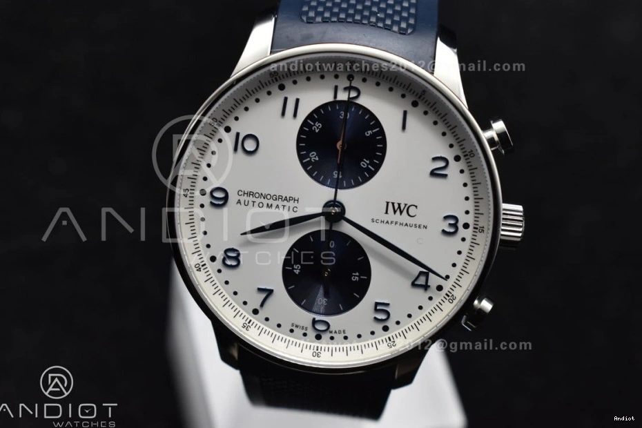 Z+F Strap A69355 Portuguese IW3716 Rubber Blue 1:1 White Blue on Best Chrono Dial Edition 1104